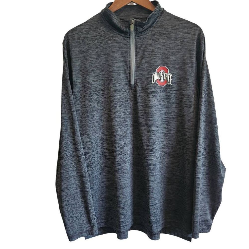 Ohio State Buckeyes Pullover Mens Medium Gray1/4 Zip Long Sleeve Dri Fit‎